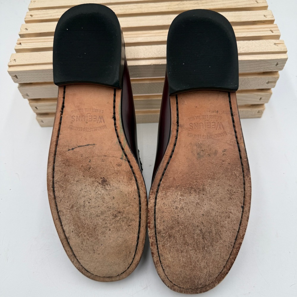 G.H. Bass Weejuns Penny Loafer Mules Wine Leather Slip On Womens Size 8M - Picture 6 of 9